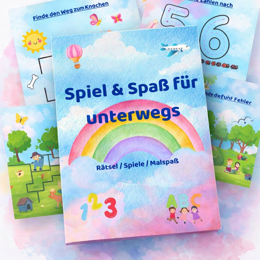 Spiel & Spaß für unterwegs - Reise Activity Book mit Rätzeln, Spielen und Malspaß (Printable PDF)